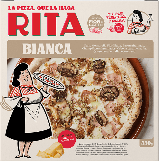 Piizza con setas y jamón de "La Tía Rita". Imagen de archivo