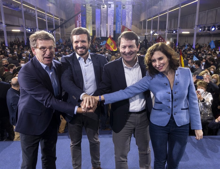 Alberto Núñez Feijóo, Pablo Casado, Alfonso Fernández Mañueco e Isabel Díaz Ayuso.