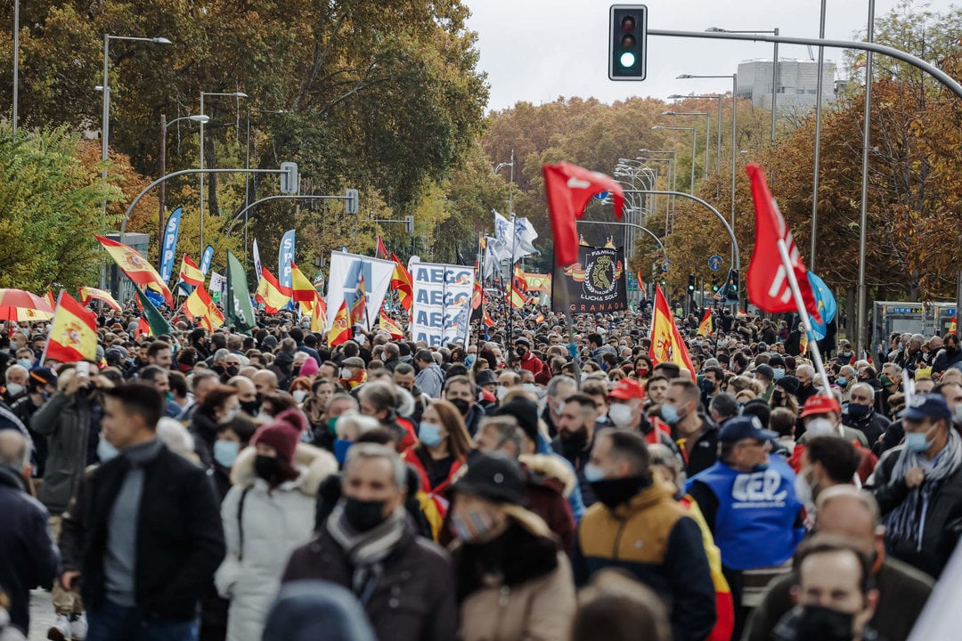 Momento de la manifestación contra la reforma de la 'ley mordaza' en Madrid en noviembre de 2021.