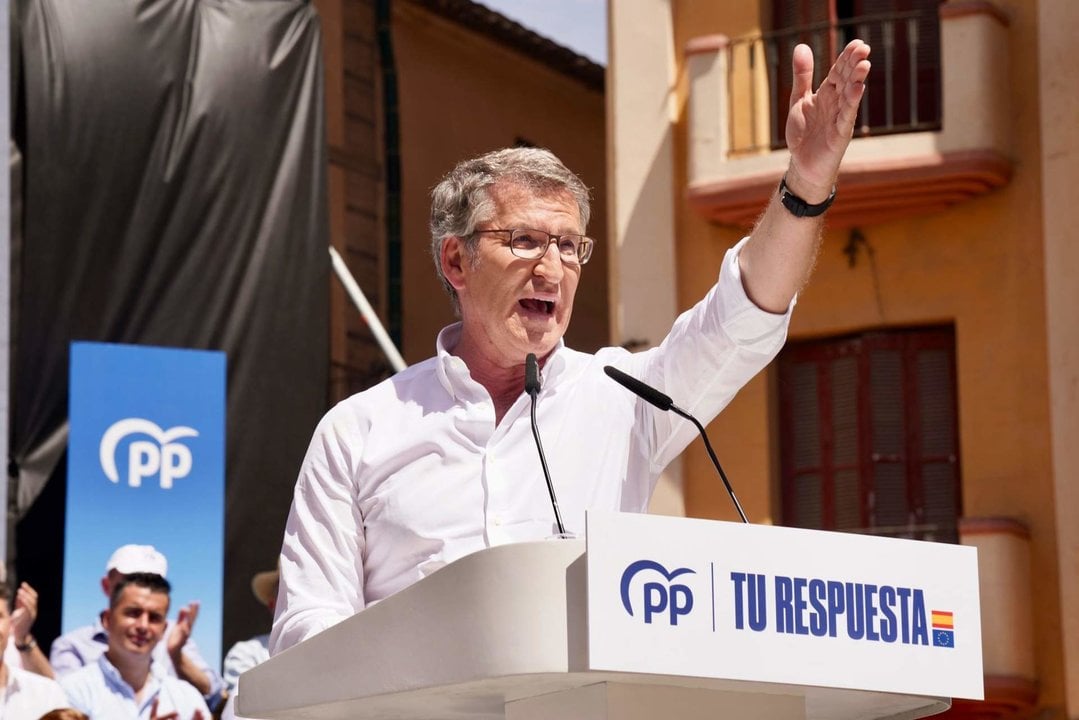 El presidente del Partido Popular, Alberto Núñez Feijóo, en Malaga.