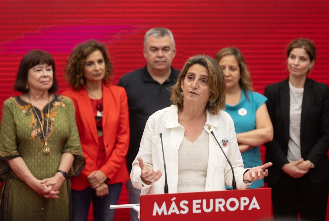 La cabeza de lista del PSOE al Parlamento Europeo y vicepresidenta tercera del Gobierno, Teresa Ribera.