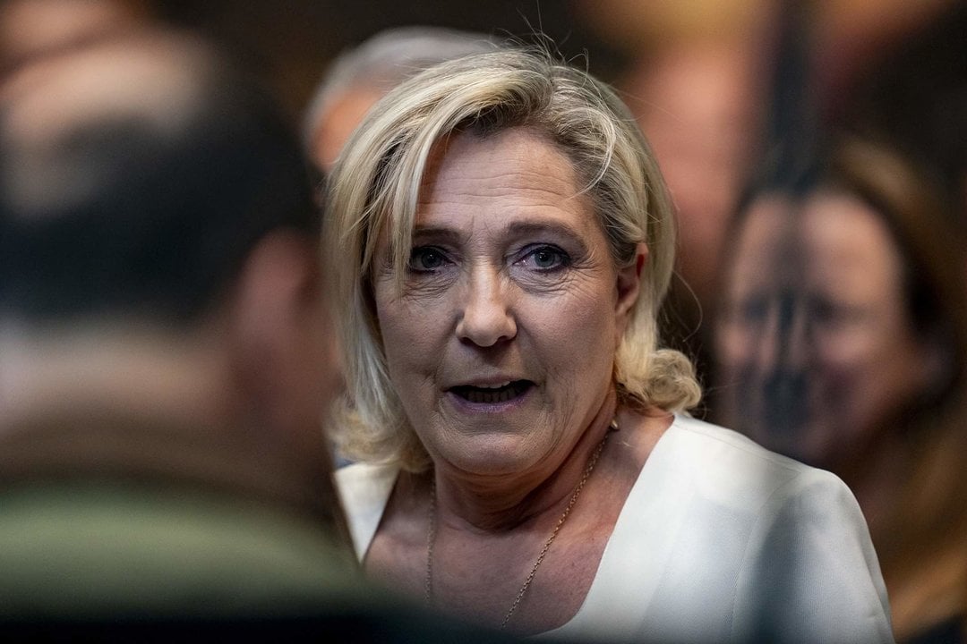 La diputada de la Asamblea Nacional de Francia y candidata a la Presidencia de la República, Marine Le Pen, durante el acto ‘Viva 24’ de VOX, en el Palacio de Vistalegre, a 19 de mayo de 2024, en Madrid.