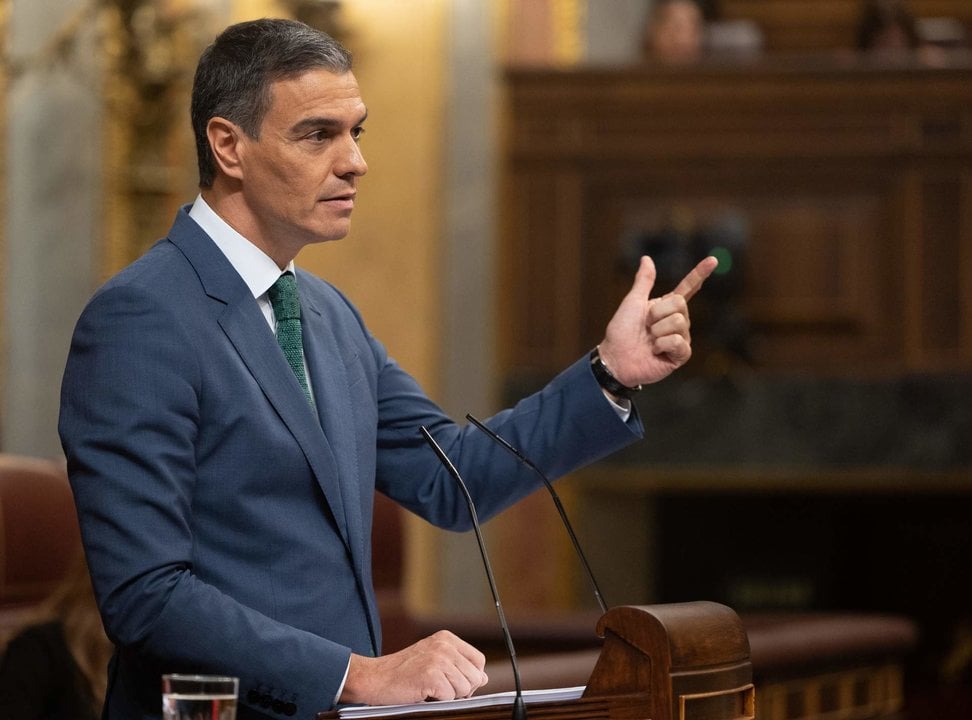 El presidente del Gobierno, Pedro Sánchez, comparece durante una sesión extraordinaria en el Congreso de los Diputados, a 17 de julio de 2024, en Madrid.