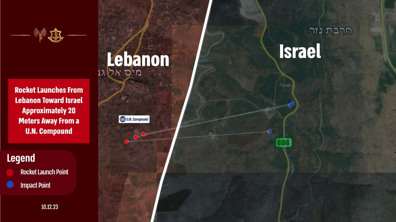 Mapa difundido por las Fuerzas de Defensa de Israel.