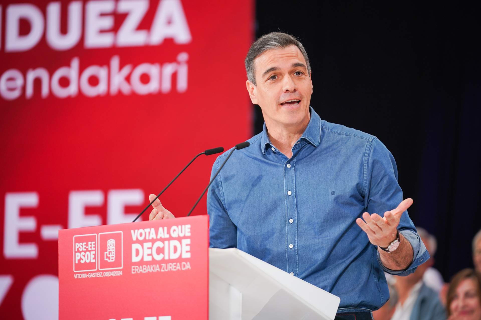 21A.- Sánchez pide el voto en Euskadi para conjurarse contra PP y Vox que buscan 