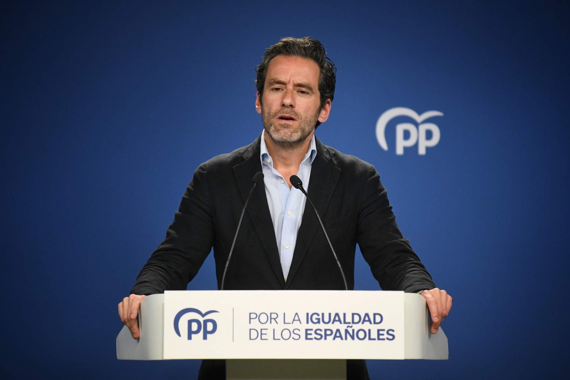 El portavoz y vicesecretario de Cultura del PP, Borja Sémper, durante una rueda de prensa en la sede del partido, a 4 de junio de 2024, en Madrid.