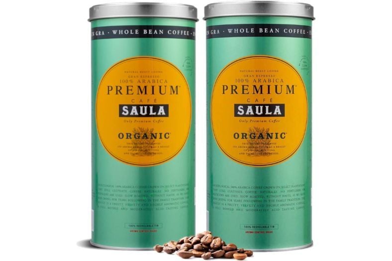 Café Saula Grano Premium Ecológico 100_ Arábica - Pack 2 botes de 500g