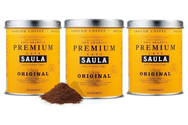 Café Saula - Pack 3 Botes de 250g Premium Original 100_ Arábica Molido