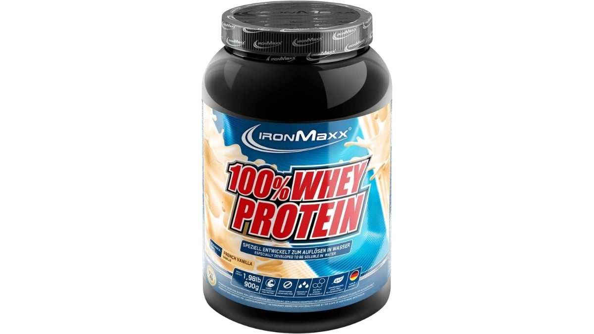 IronMaxx Whey 100% Proteína de Suero en Polvo - Sabor Vainilla Francesa